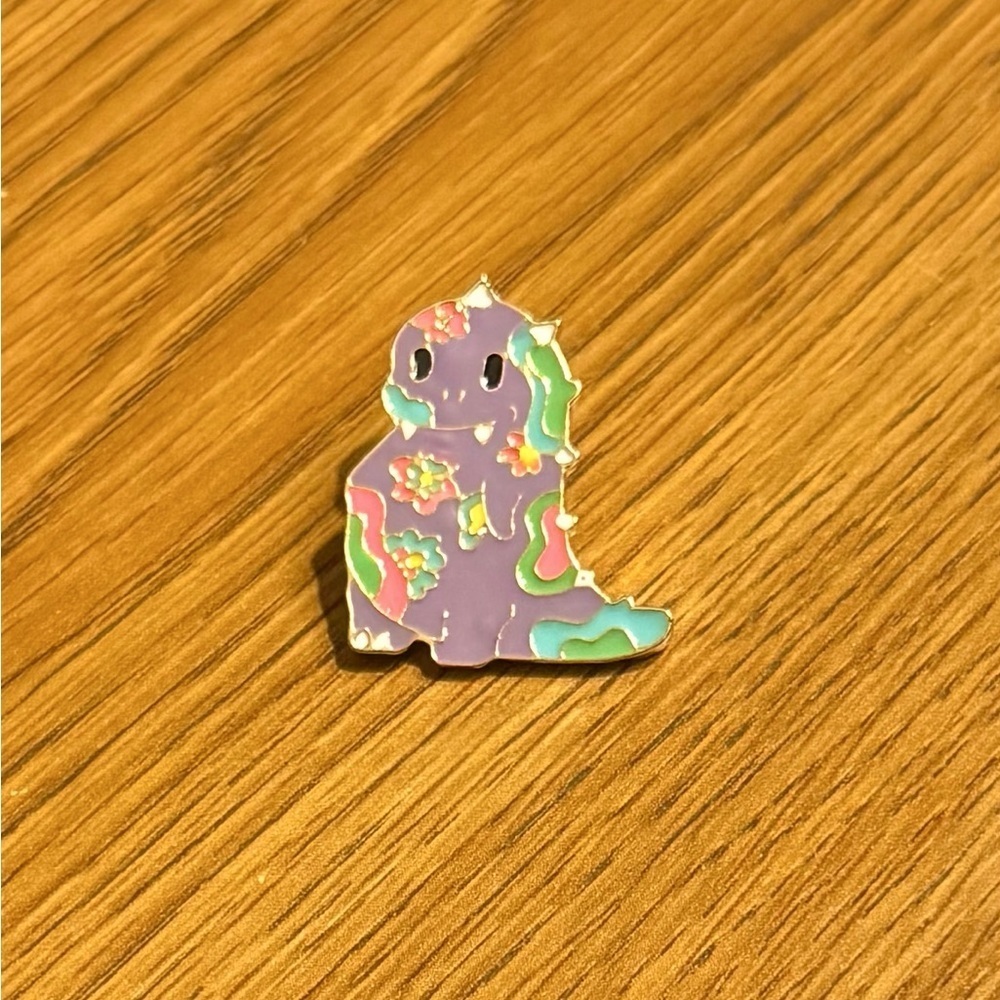 Women’s Accessories Cute Colorful Psychedelic Print Purple Dinosaur Enamel Pin